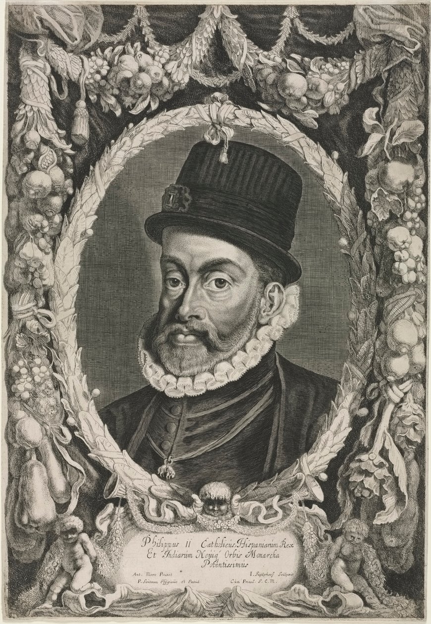 スペインの王フィリップ2世の肖像画、1644年。 作： ジョナス・スイデルフフ