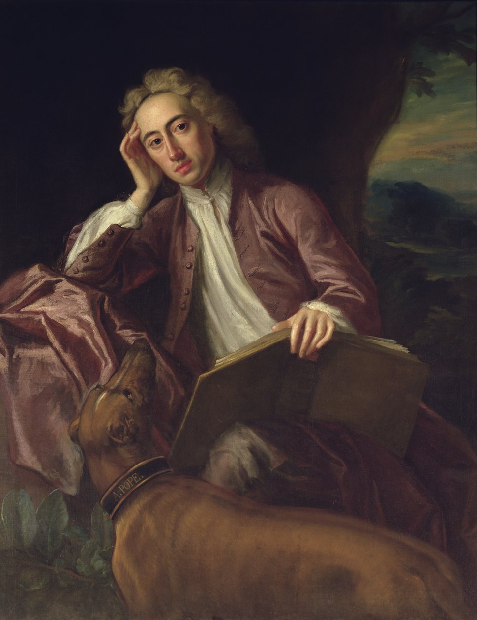 アレクサンダーポープと彼の犬、バウンス、c.1718 作： ジョナサン・リチャードソン