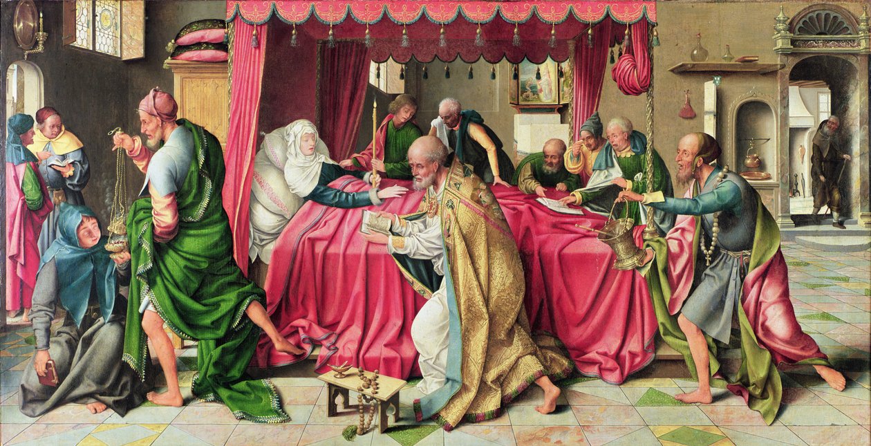1515年、聖母の死と三連祭壇画 作： ヨース・ファン・クレーベ