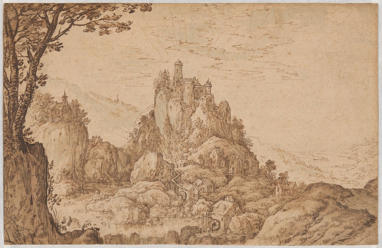 山岳地帯の岩山に建つ城 作： Joos de Momper II