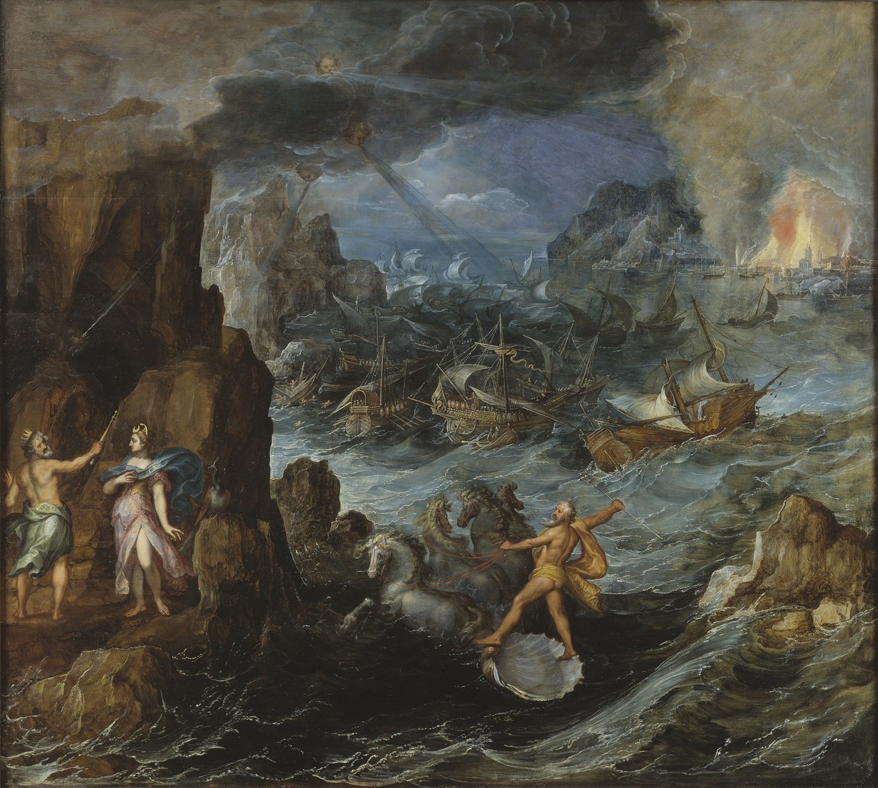 トロイからの航海家のギリシャ艦隊の難破船、1585-90年 作： JoosまたはJosse de Momper