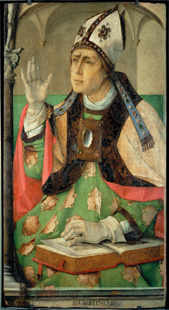 アウグスティヌス、聖人、教会の父... 作： ヨース・ファン・ゲント (fl.1460-75)