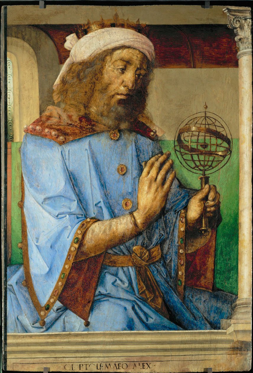 クラウディウス・プトレマイオス、ギリシャの天文学者、地理学者... 作： ヨース・ファン・ゲント (fl.1460-75)