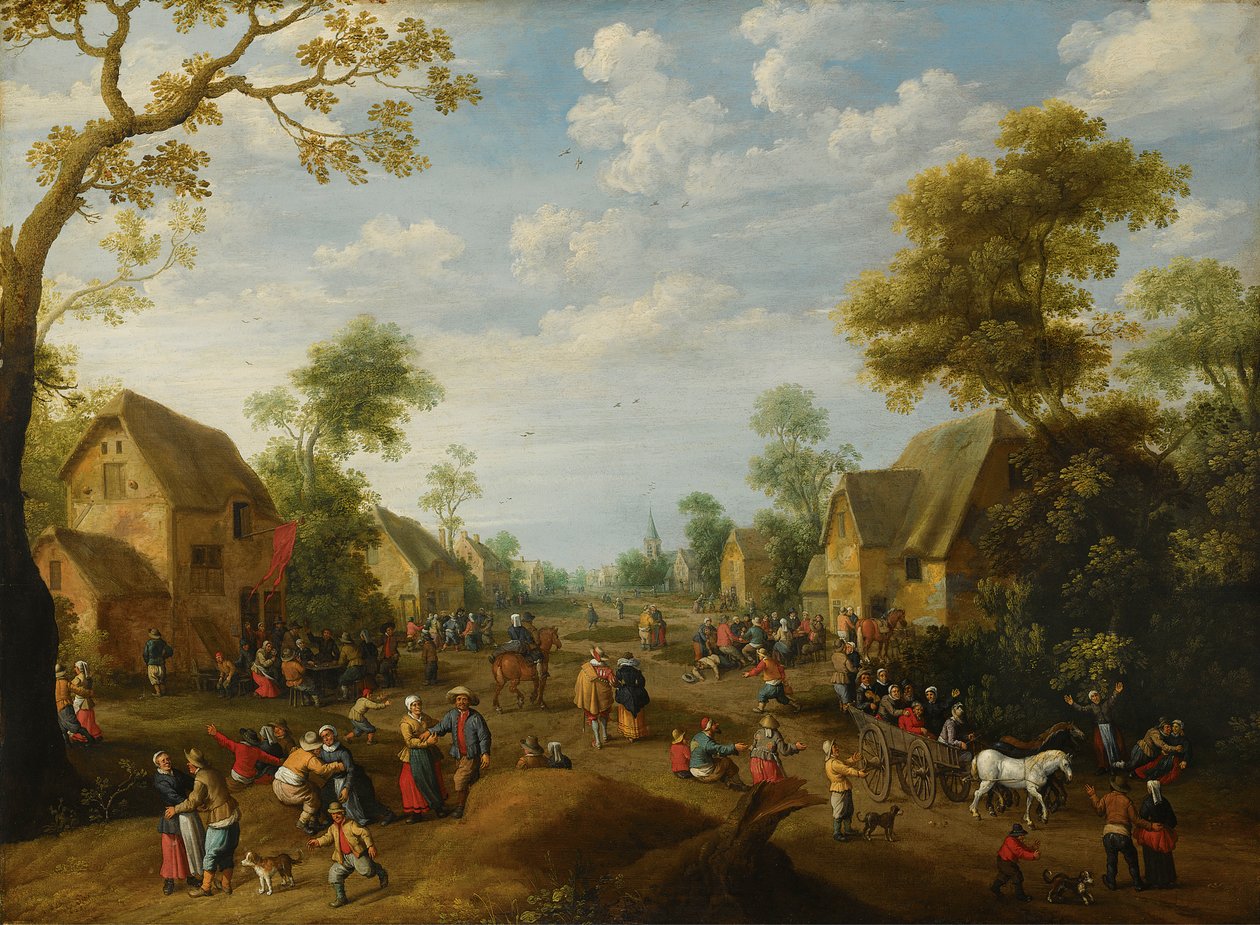 多くの農民が宴会をする村のケルメス 作： Joost Cornelisz Droochsloot