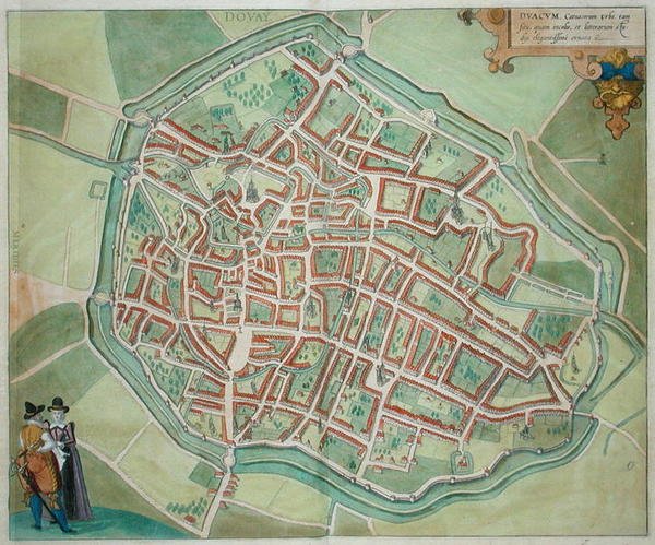 ゲオルク・ブラウン（1541-1622）とフランツ・ホーゲンブルク（1535-90）による「Civitates Orbis Terrarum」からのドバイの平面図、1572年頃（彩色済み彫刻） 作： Joris（後）Hoefnagel