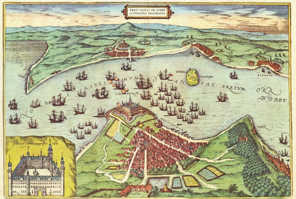 デンマークのエルシノア、ブラウン（1541-1622）とフランスホーゲンベルク（1535-90）による世界出身、1572年頃 作： ヨリス・ヘフナーゲル
