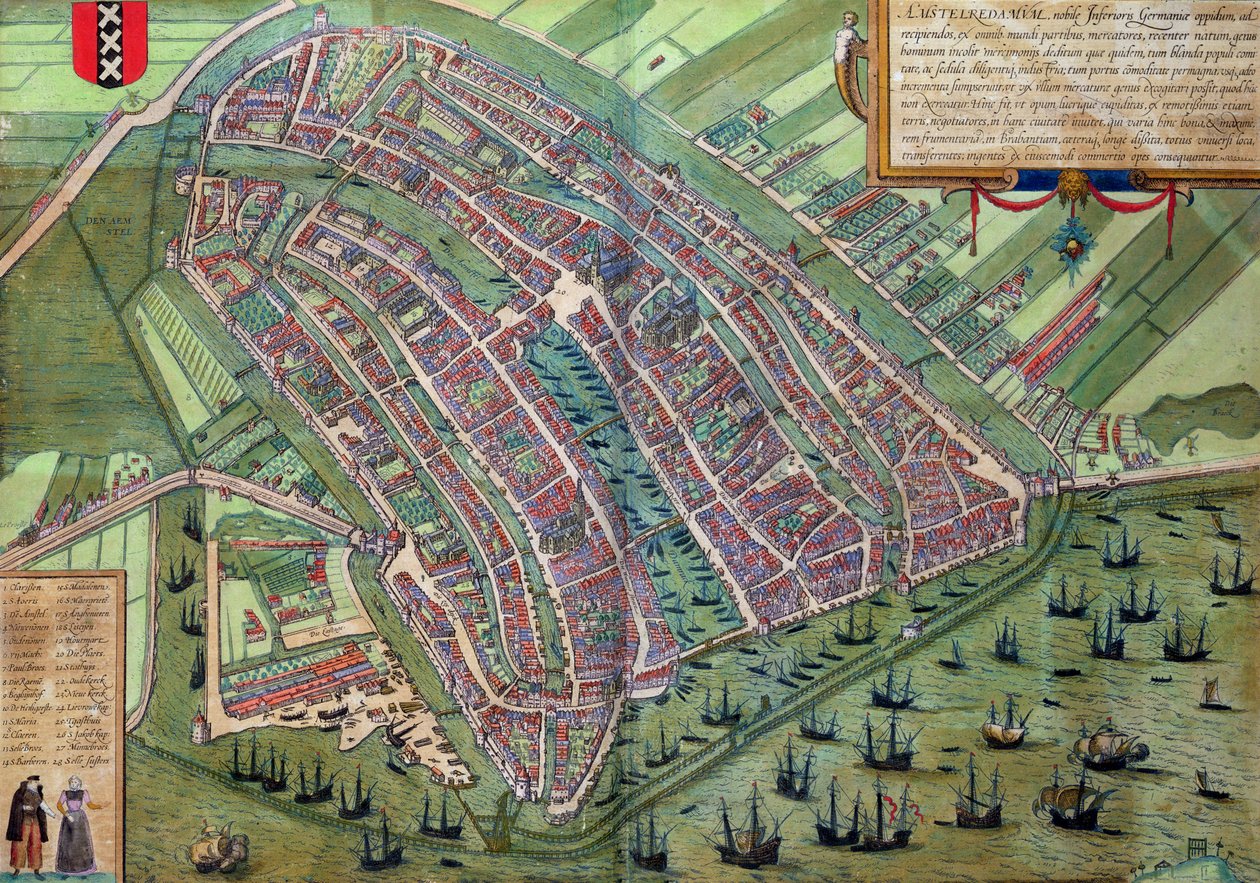 Braun（1541-1622）とFrans Hogenberg（1535-90）による &39;World&39;からのアムステルダムの地図、1572年 作： ヨリス・ヘフナーゲル