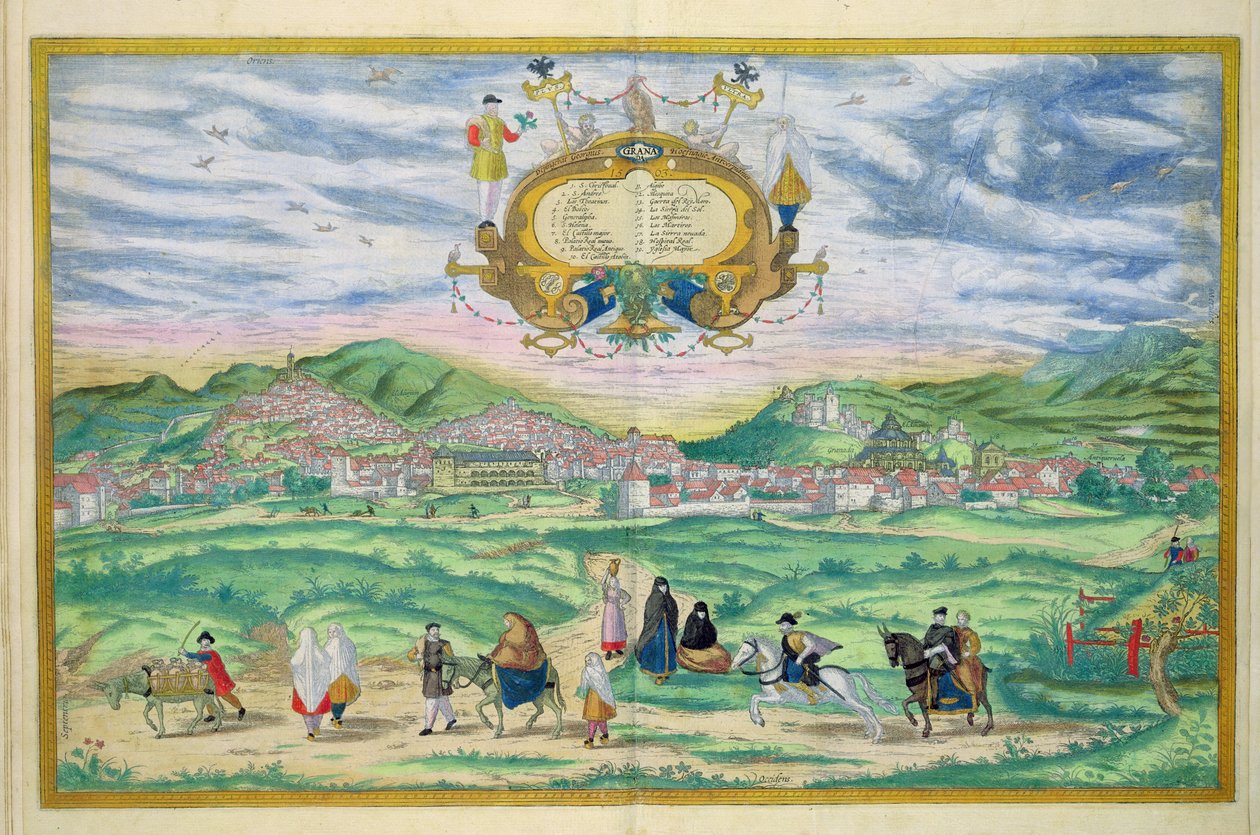 グラナダの地図、ブラウン（1541-1622）とフランツホーゲンバーグ（1535-90）、1563による「世界」から 作： ヨリス・ヘフナーゲル