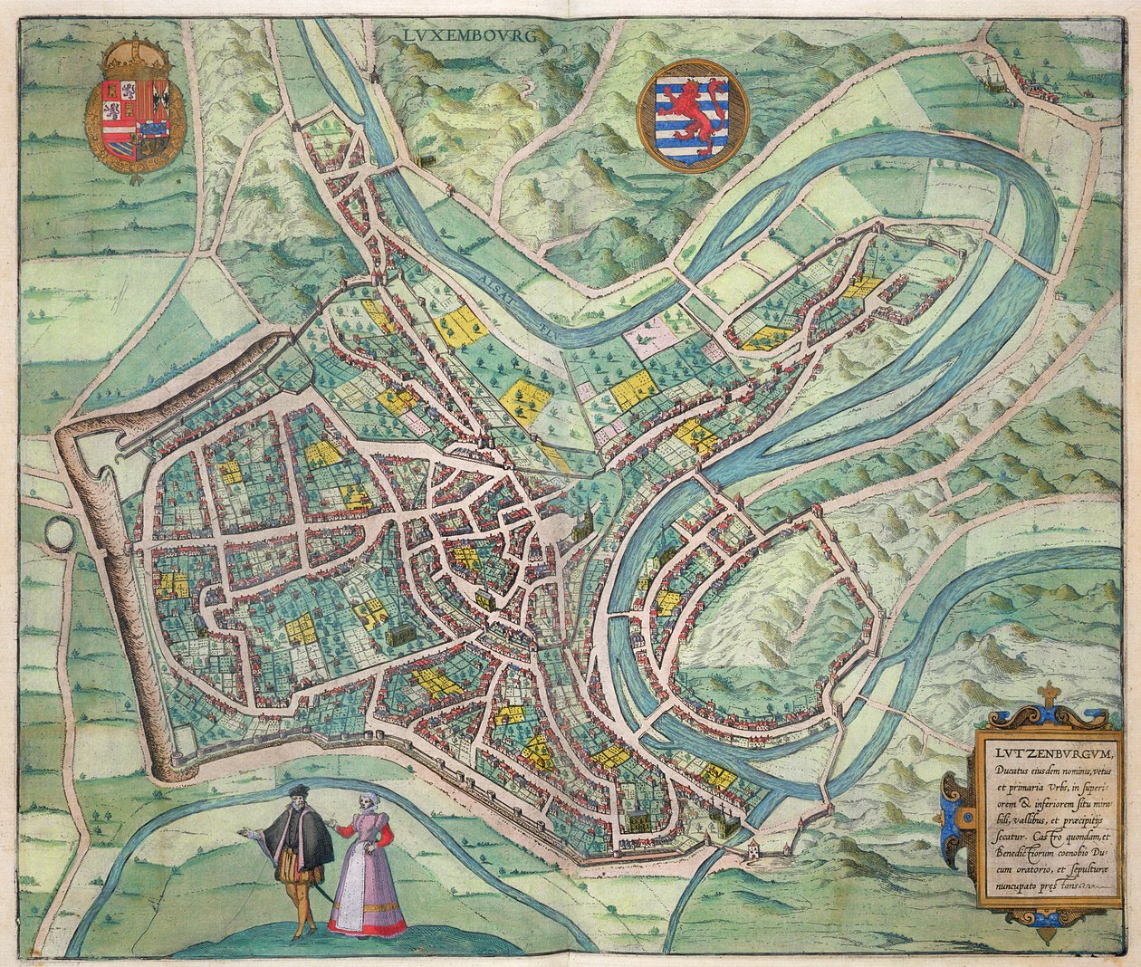 ルクセンブルク（1541-1622）とフランツ・ホーゲンバーグ（1535-90）による「世界」からのルクセンブルクの地図c.1572-1617 作： ヨリス・ヘフナーゲル