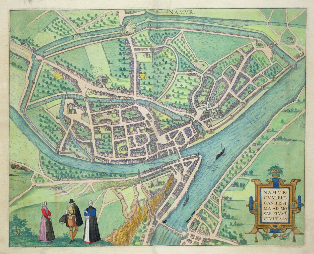 Braun（1541-1622）とFranz Hogenbergh（1535-90）による「世界」からのナミュールの地図c.1572-1617 作： ヨリス・ヘフナーゲル
