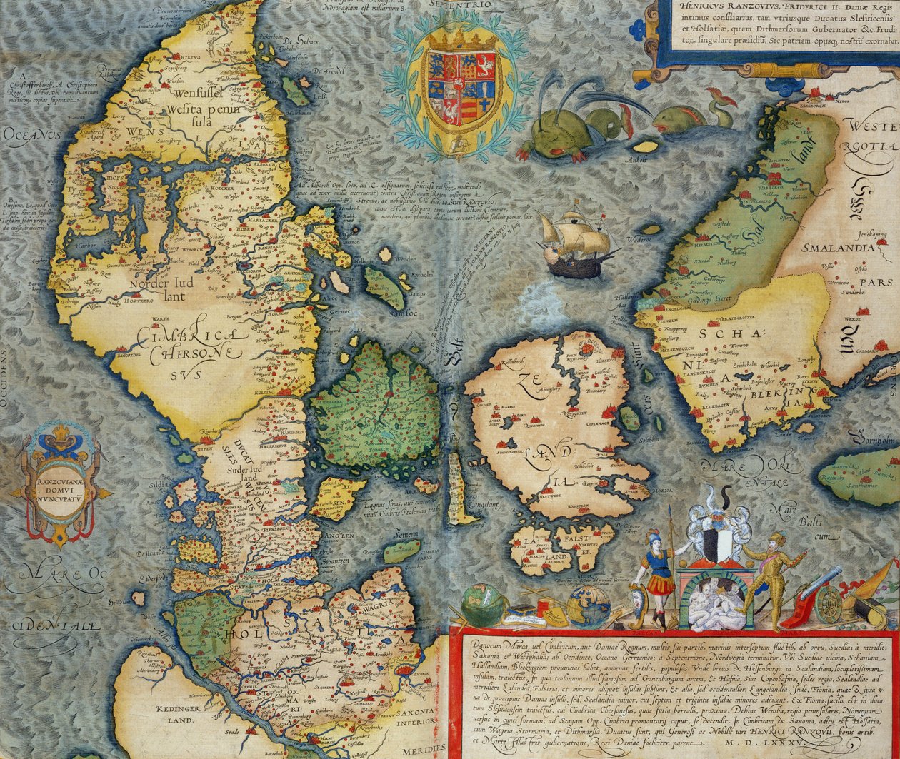 Georg Braun（1541-1622）とFrans Hogenberg（1535-90）による &39;Civitates Orbis Terrarum&39;からの北ヨーロッパの地図c.1572-1617 作： ヨリス・ヘフナーゲル