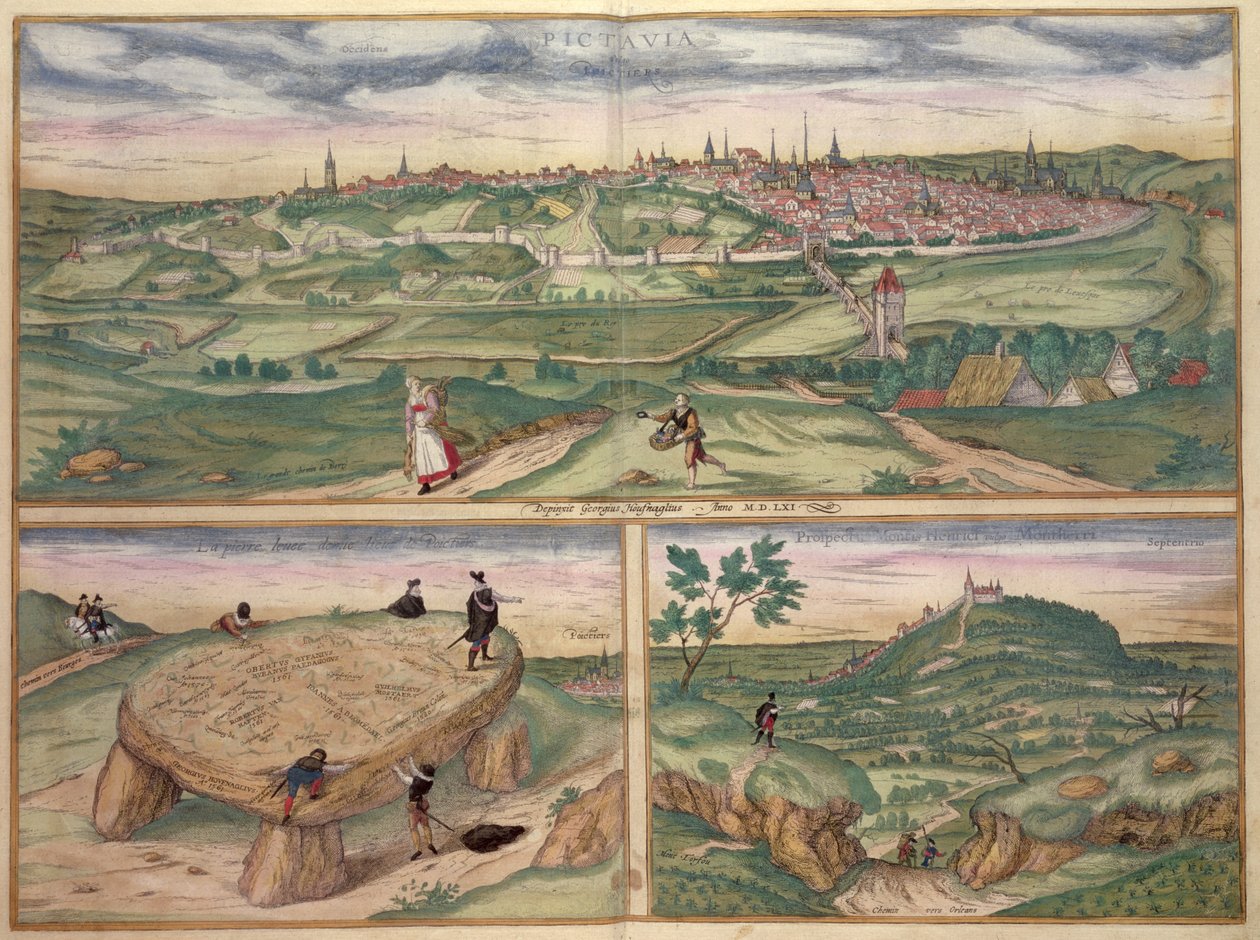 Braun（1541-1622）およびFranz Hogenbergh（1535-90）による「世界」からのポワチエの地図、1561年 作： ヨリス・ヘフナーゲル