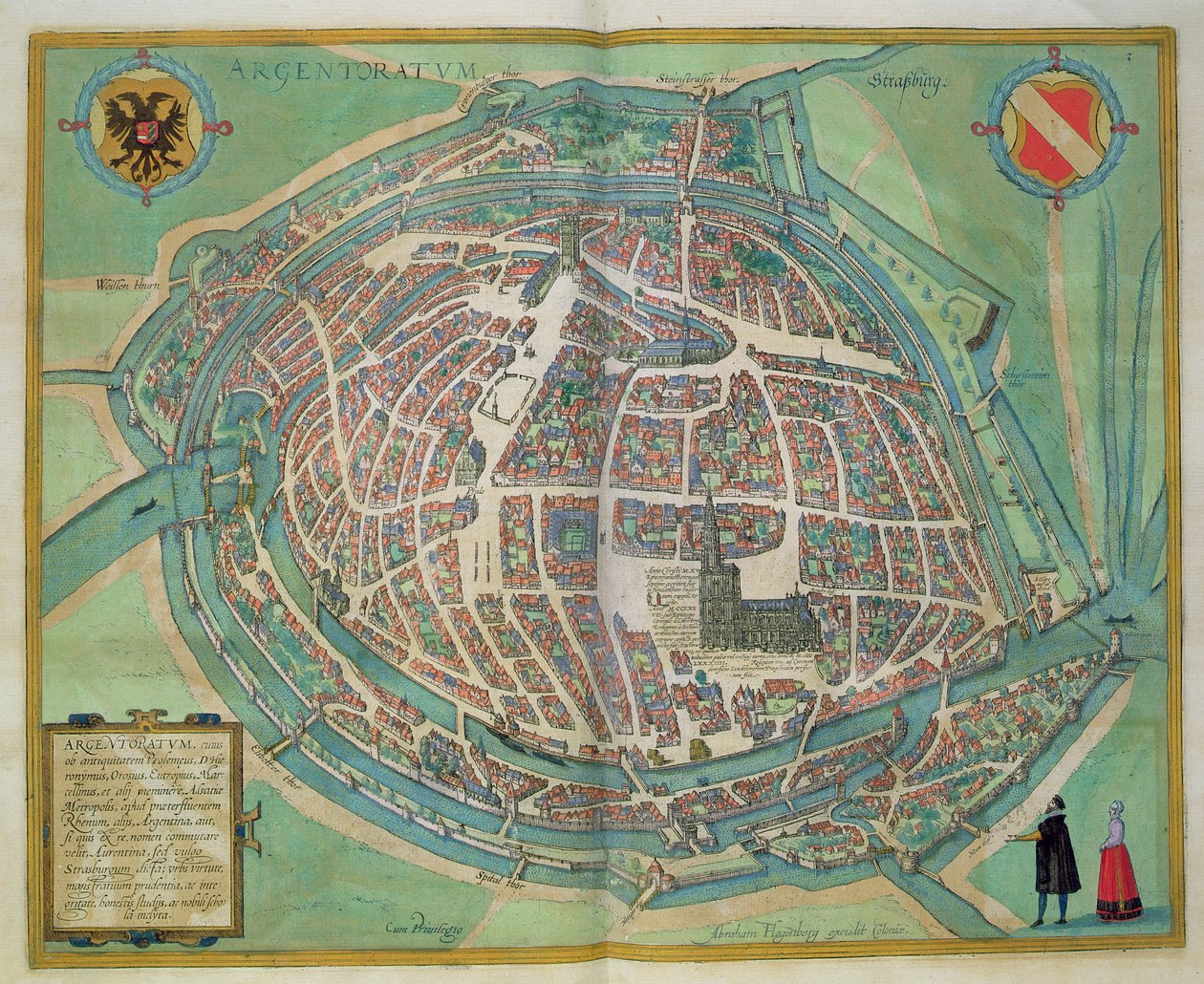 ブラウン（1541-1622）とフランツホーゲンバーグ（1535-90）による「世界」からのストラスブールの地図、1572年頃 作： ヨリス・ヘフナーゲル