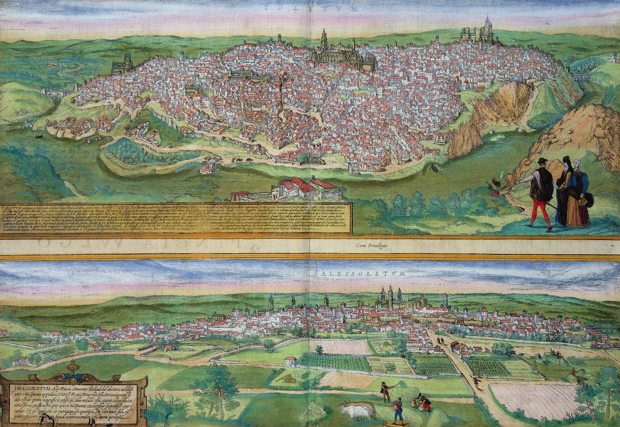 トレドとバリャドリッドの地図、ブラウン（1541-1622）とフランツ・ホーゲンバーグ（1535-90）による「世界」、1572年頃 作： ヨリス・ヘフナーゲル