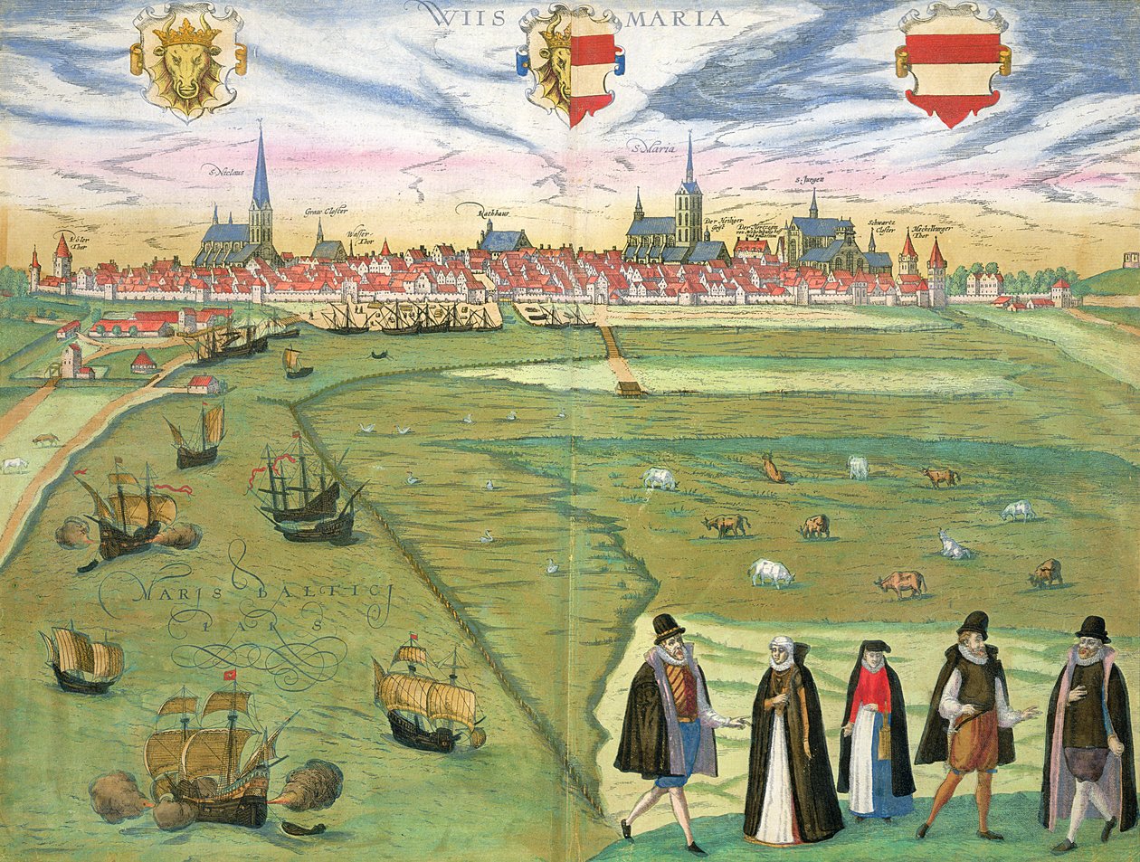 ブラウン（1541-1622）とフランツ・ホーゲンバーグ（1535-90）による「世界」からのコルドバの地図c.1572-1617 作： ヨリス・ヘフナーゲル