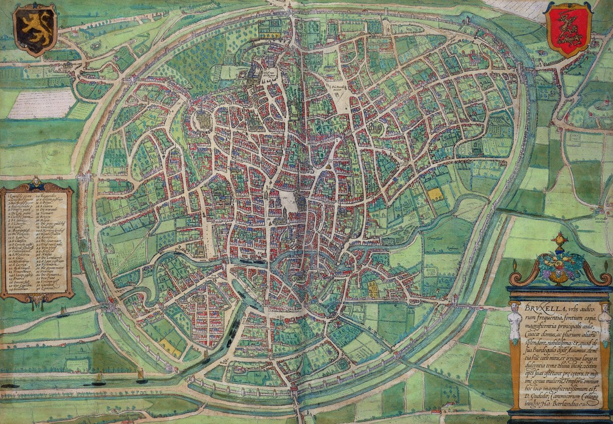 ブリュッセルの町計画、Georg Braun（1542-1622）およびFrans Hogenburg（1635-90）による &39;Civitates Orbis Terrarum&39;から、1572年頃 作： ヨリス・ヘフナーゲル