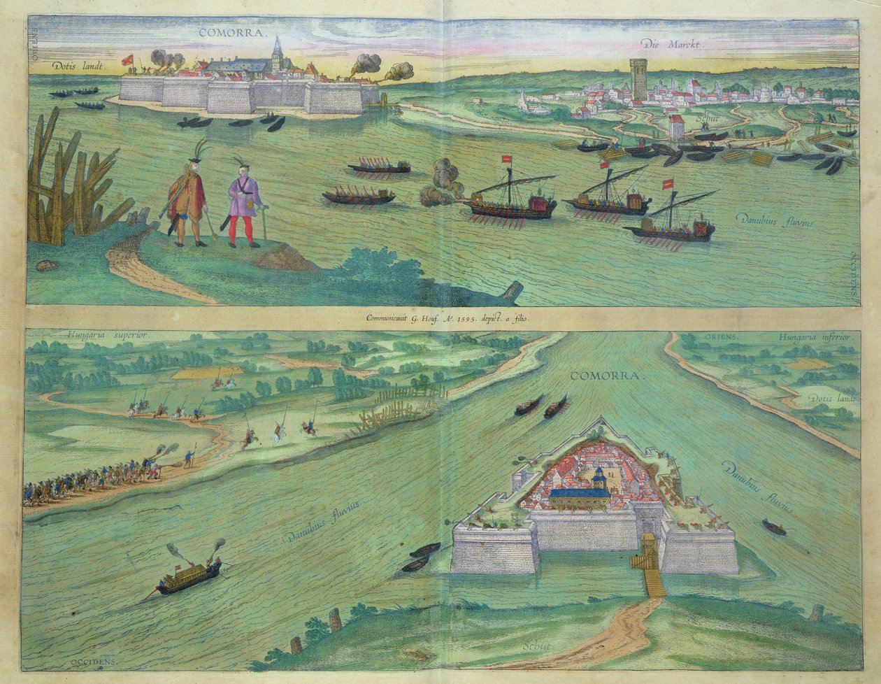 ブラウン（1541-1622）とフランスホーゲンバーグ（1535-90）による「世界」からのコモラの2つのビュー、1572年 作： ヨリス・ヘフナーゲル