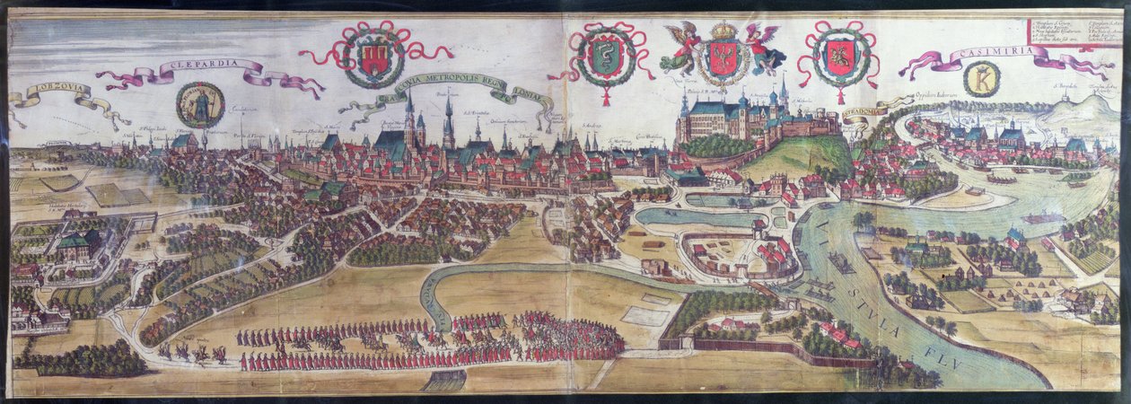 北西からのクラクフの眺め、Georg Braun（1541-1622）とFrans Hogenberg（1535-90）による &39;Civitates Orbis Terrarum&39;から、1617 作： ヨリス・ヘフナーゲル