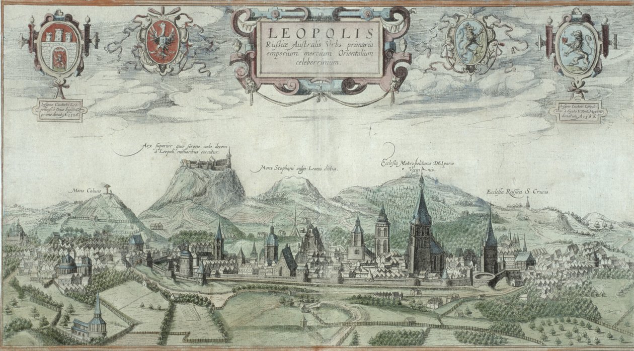 ブラウン（1541-1622）とフランツ・ホーゲンバーグ（1535-90）による「世界」からのリヴィウの眺め 作： ヨリス・ヘフナーゲル