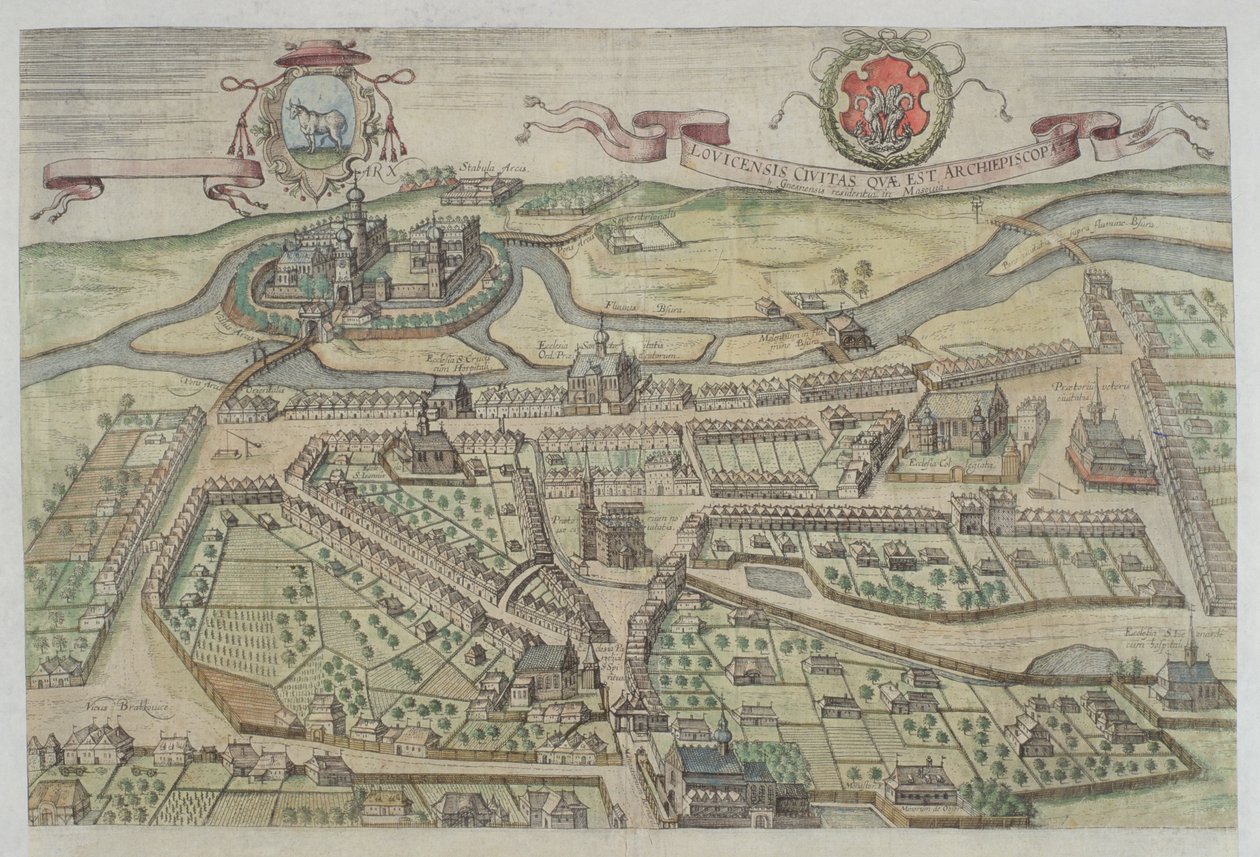 Geic Braun（1541-1622）とFrans Hogenberg（1535-90）による &39;Civitates Orbis Terrarum&39;からのLowiczの眺め 作： ヨリス・ヘフナーゲル