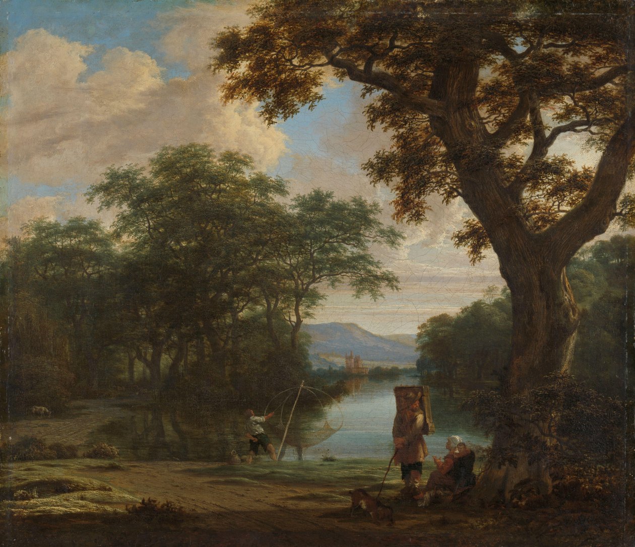 角網を持った漁師のいる風景 作： Joris van der Haagen