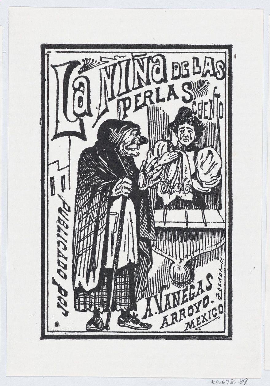 ハンカチを手に泣きながらおばあさんに話しかける女性の挿絵..., ca. 1880～1910年。 作： ホセ・グアダルーペ・ポサダ