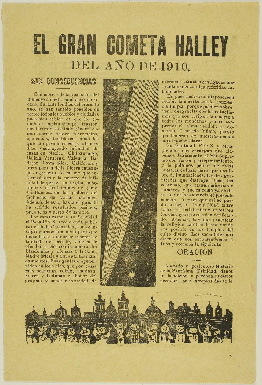 大ハレー彗星、1899年、1910年発行 作： ホセ・グアダルーペ・ポサダ