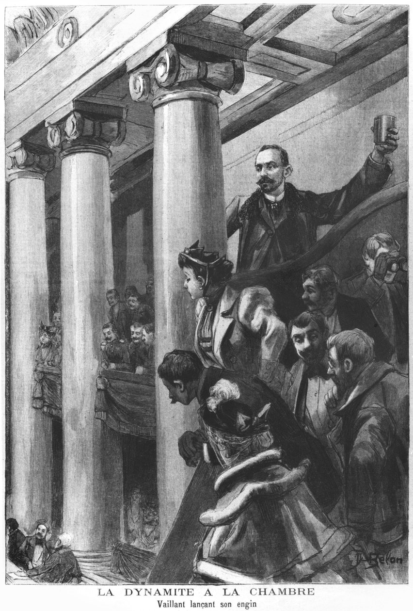 1893年12月、パリの代理人会議所で爆発するダイナマイト 作： ホセ・ベロン