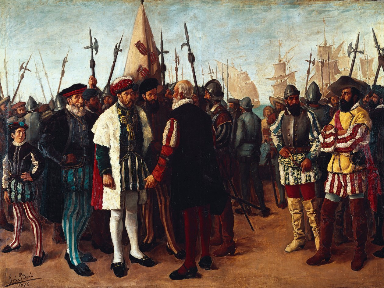 「バレンシア港のフランス王フランソワ1世（1494-1547）」19世紀（絵画） 作： ホセ・ブル・アルビナナ
