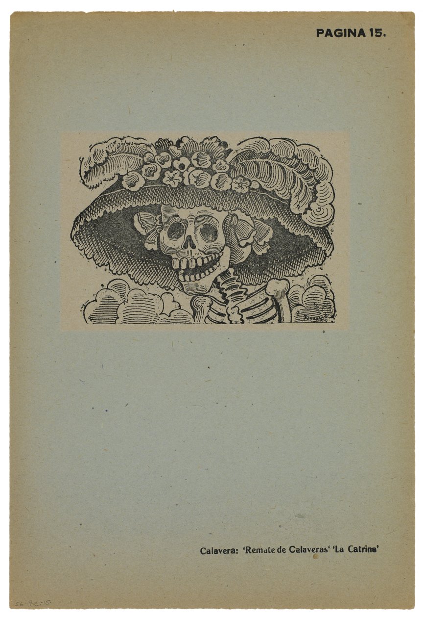 Calavera de la Catrina、c.1910、1943年に印刷（彫刻による写真レリーフエッチング） 作： ホセ・グアダルーペ・ポサダ