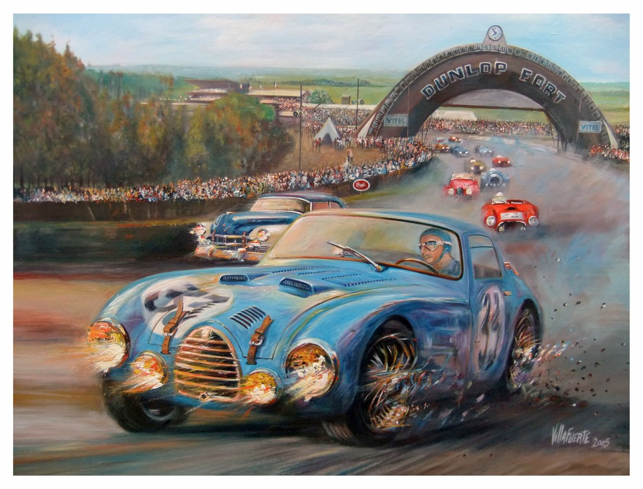 ジョン・マヌエル・ファンジオ ル・マン 1950 ゴルディーニ Typr 18S (キャンバスにアクリル) 作： ホセ・マリア・ヴィラフエルテ