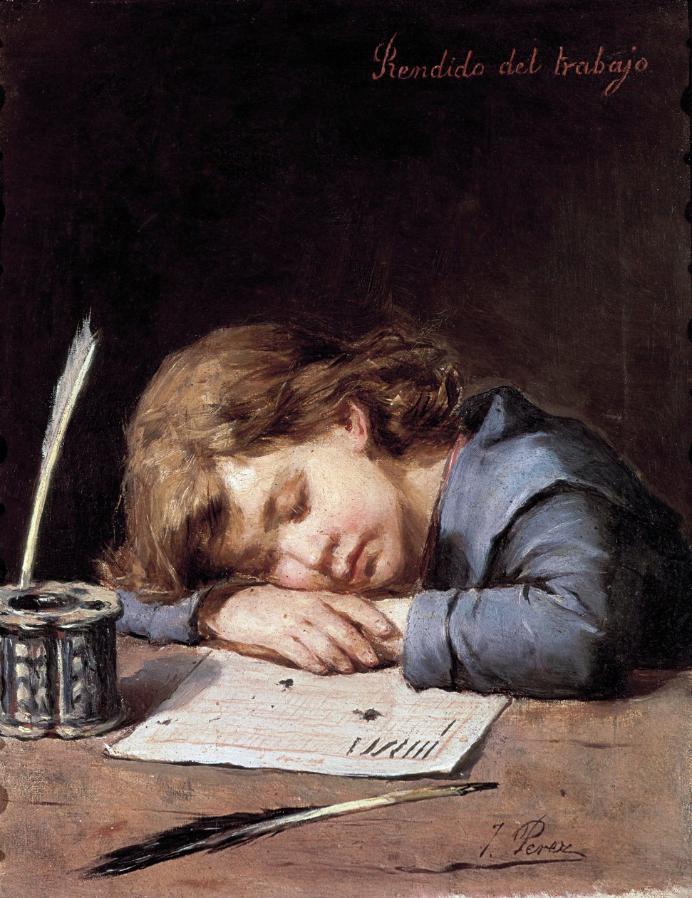 仕事に負けて、1876年～1900年頃（油彩・キャンバス 作： Jose Perez Siguimboscum