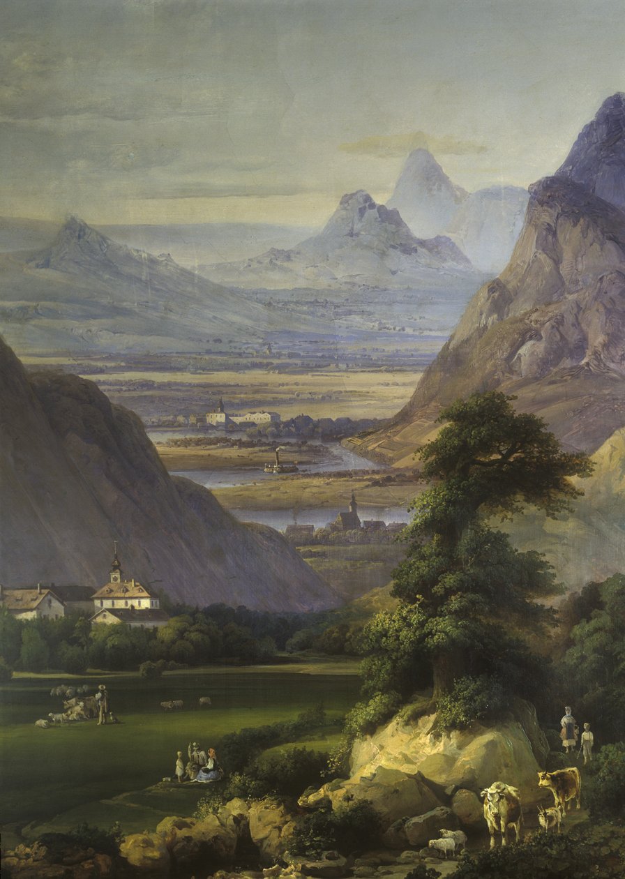 カマック近くの風景、1850年代（壁画） 作： ジョセフ・マティ・ナブラティル
