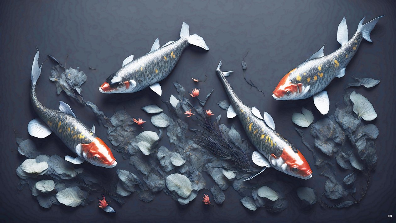 墨絵鯉・鯉魚_赤_01 作： ジョセフ・ヨハン・マイケル