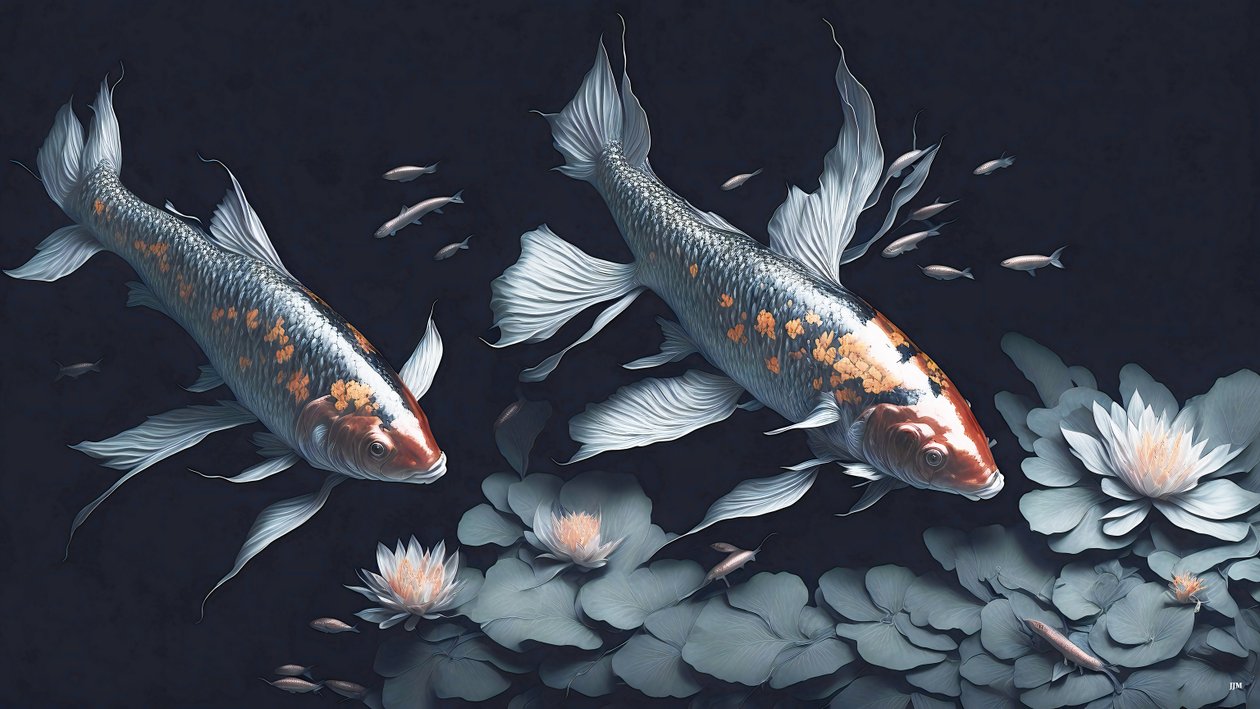 墨絵鯉・鯉魚_赤_02 作： ジョセフ・ヨハン・マイケル