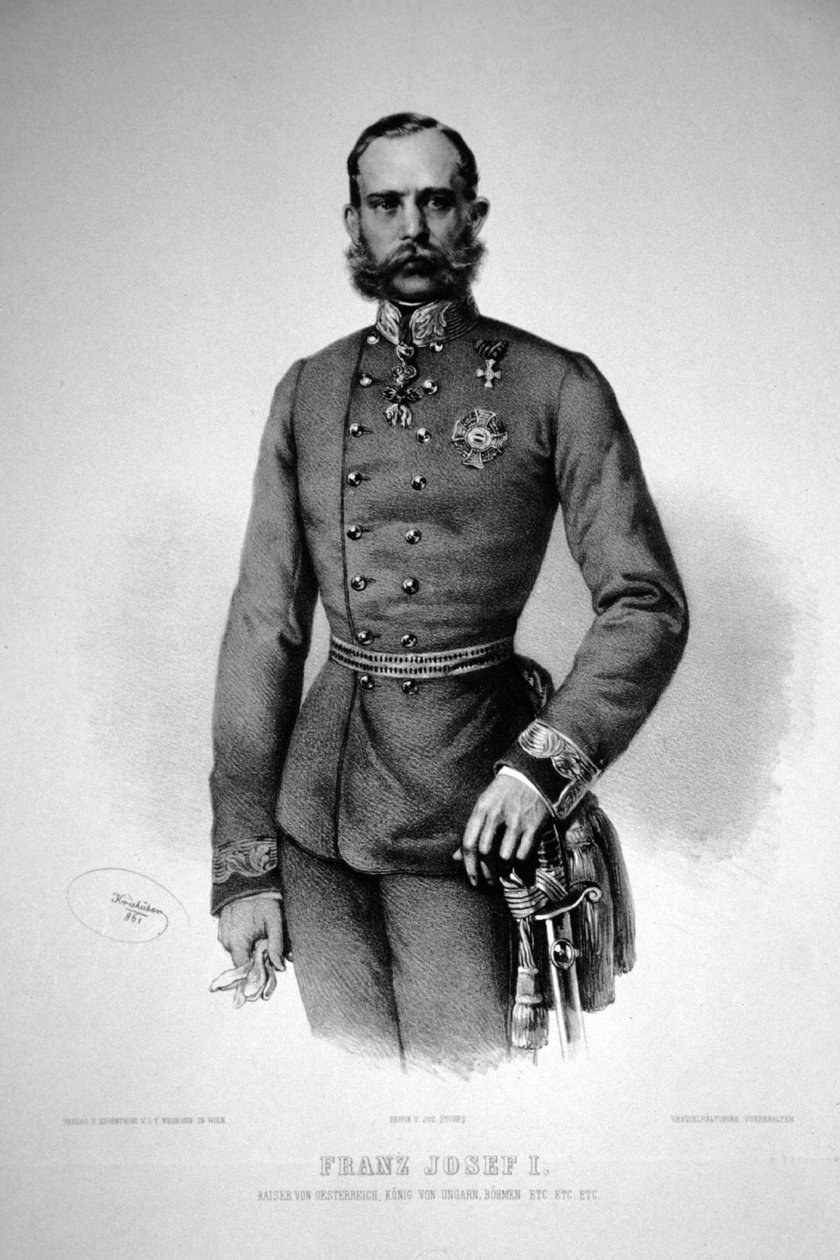 フランツ・ヨーゼフ1世 1861年 リトグラフ 作： ヨーゼフ・クリフバー