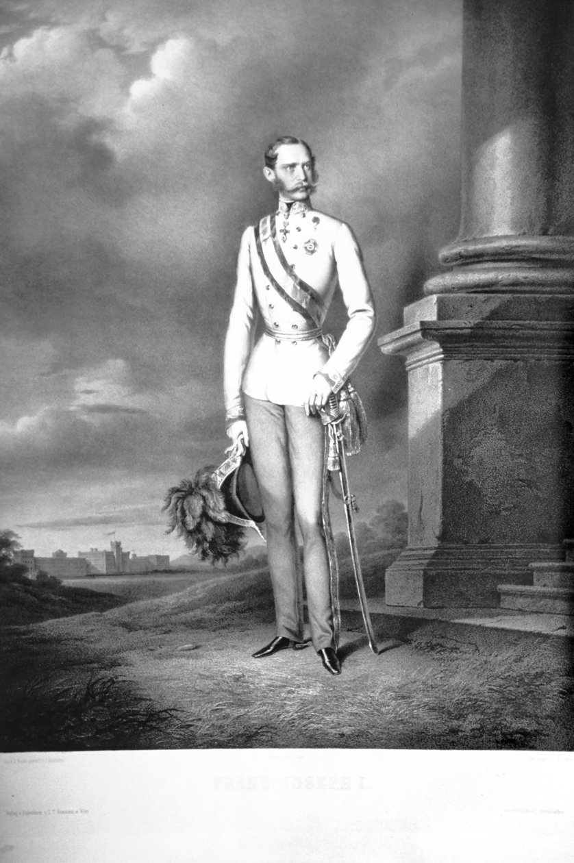 フランツ・ヨーゼフ1世Kriehuber 1860年頃 リトグラフ 作： ヨーゼフ・クリフバー