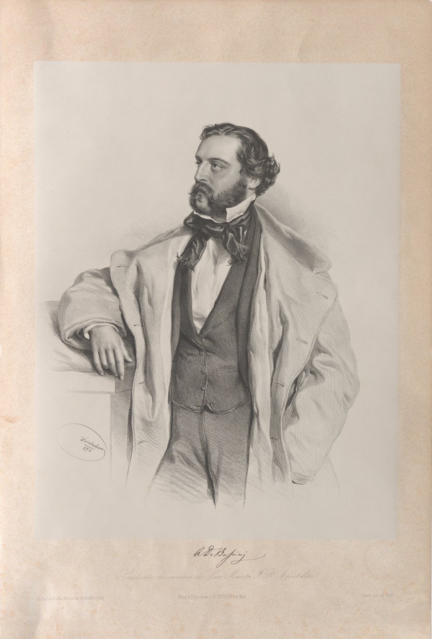 オペラ歌手アキレ・デ・バッシーニの肖像 1819-1881, 1854. 作： ヨーゼフ・クリフバー