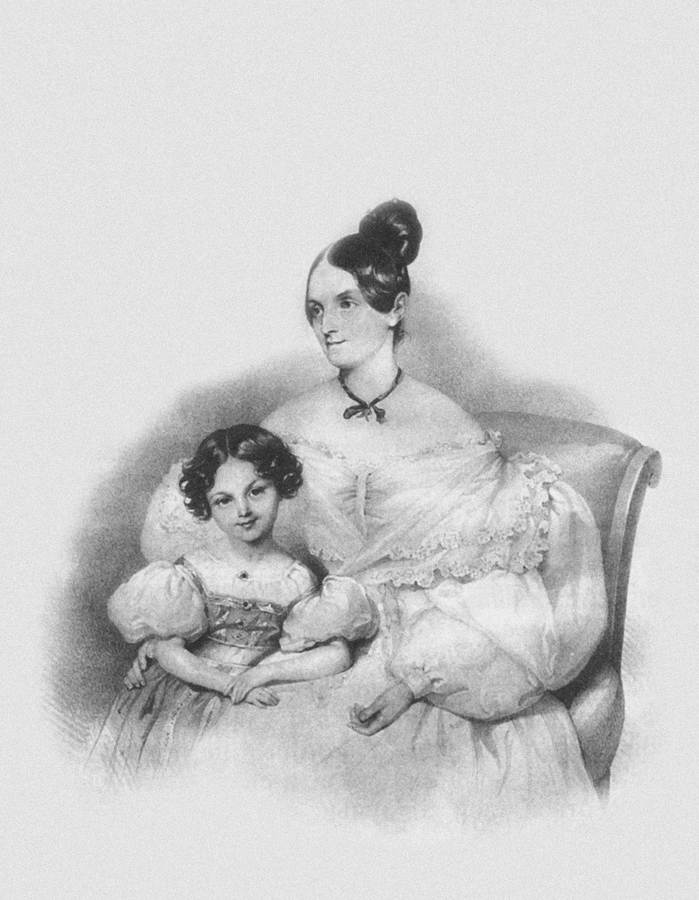 オルガ・ナリチキナ・ポトッキと娘ソフィー1802-1861、1835の肖像 作： ヨセフ・ニコラウス・クリーフバー