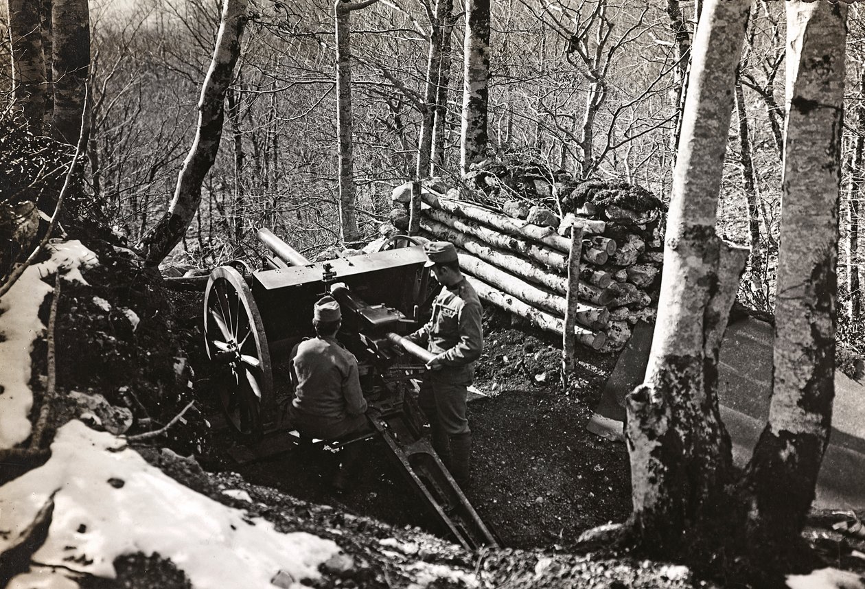 アルバム "Meine weltkriegs - Erinnerungen South-West Front (Carinthia, Italien, South Tyrol) (私の世界大戦-南西戦線の記憶（カリンシア、イタリア、トレンティーノ・アルト・アディジェ）1915年3月31日-1918年11月19日 - Josef Zohles Wien ": 大砲を持った兵士たち（モノクロP 作： ヨーゼフ・ゾーレス