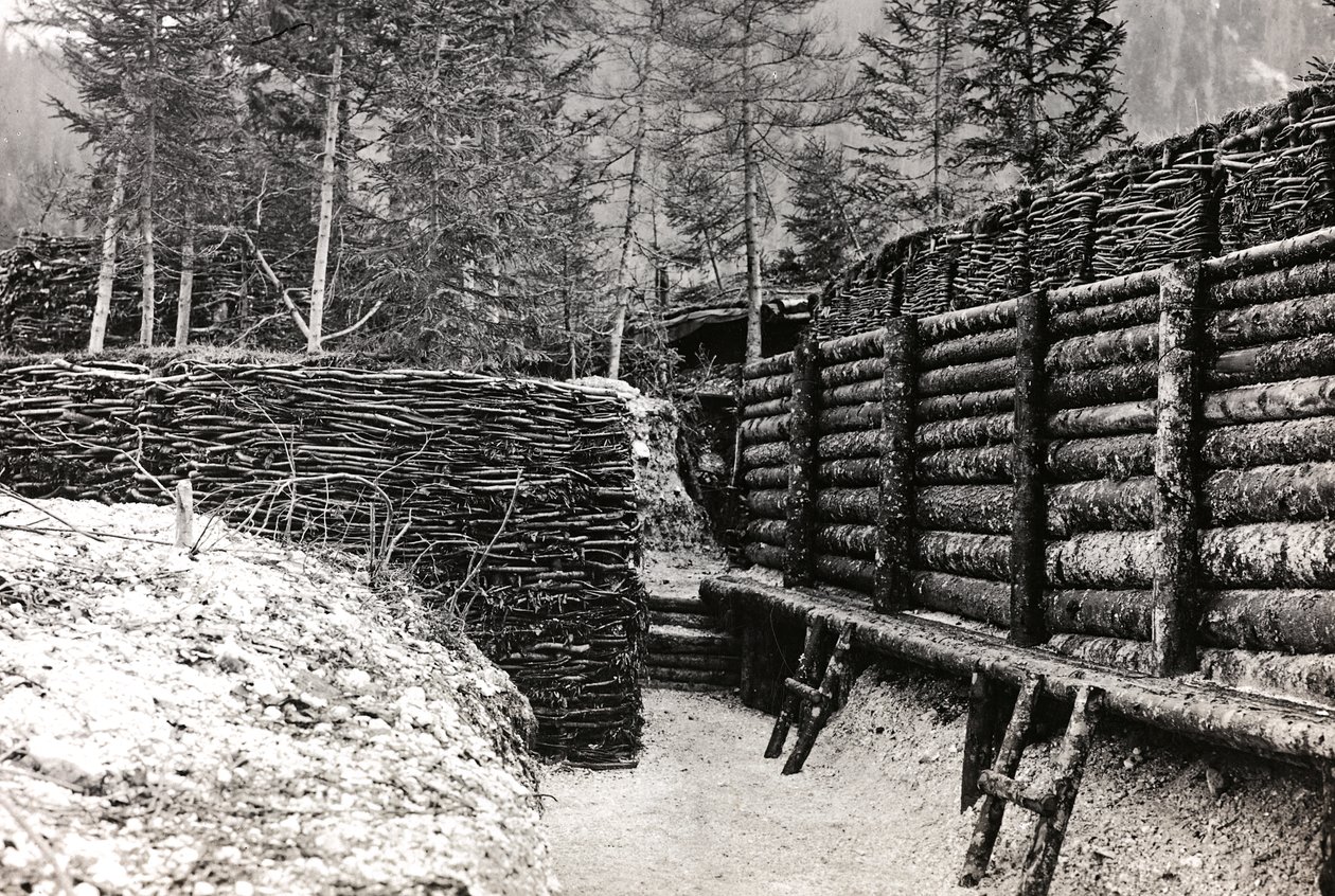 アルバム "Meine weltkriegs - Erinnerungen South-West Front (Carinthia, Italien, South Tyrol) (私の世界大戦-南西戦線の記憶（カリンシア、イタリア、トレンティーノ・アルト・アディジェ）1915/03/1931-12/11/1918 - Josef Zohles Wien ": Barriere aus Holzscheite in 作： ヨーゼフ・ゾーレス