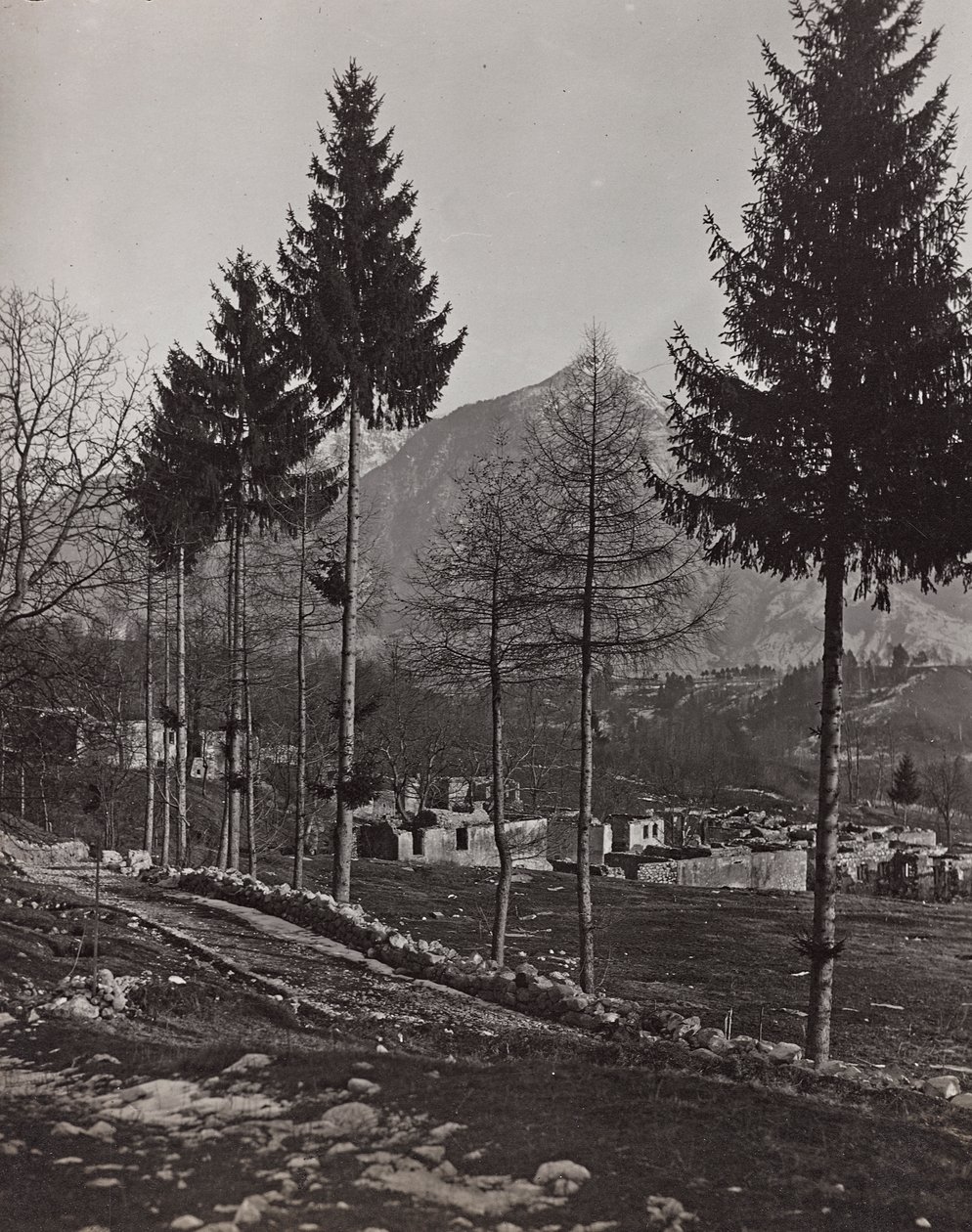 アルバム "Meine weltkriegs - Erinnerungen South-West Front (Carinthia, Italien, South Tyrol) (私の世界大戦-南西戦線の記憶（カリンシア、イタリア、トレンティーノ・アルト・アディジェ）1915/03/1931-12/11/1918 - Josef Zohles Wien ": Plicznaの瓦礫（モノクロ写真）。 作： ヨーゼフ・ゾーレス