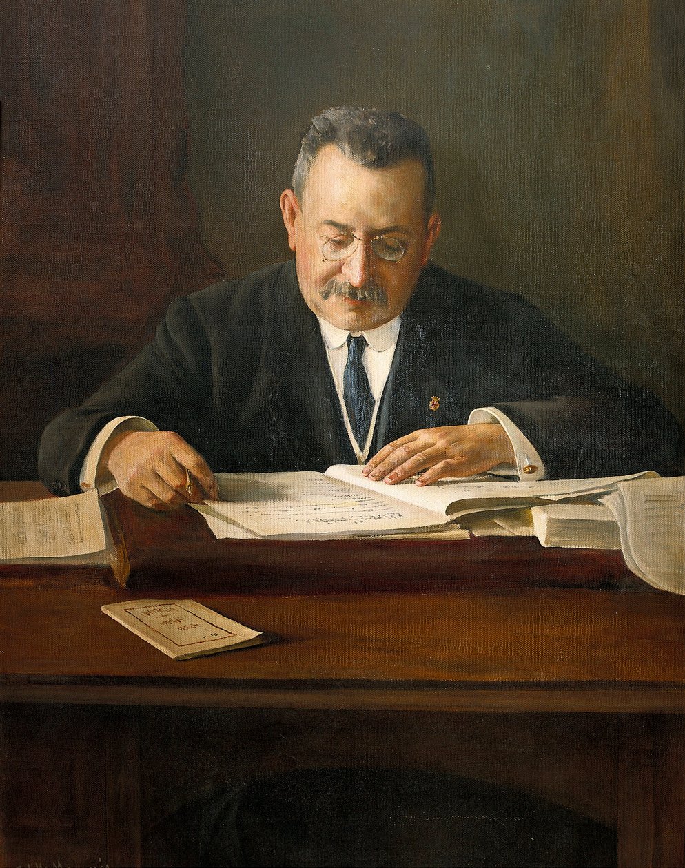 Enric Prat de la Riba (1870-1917) の肖像、カタロニアの国家主義政治家、20 世紀 (絵画) 作： Josep Maria Marques i Puig