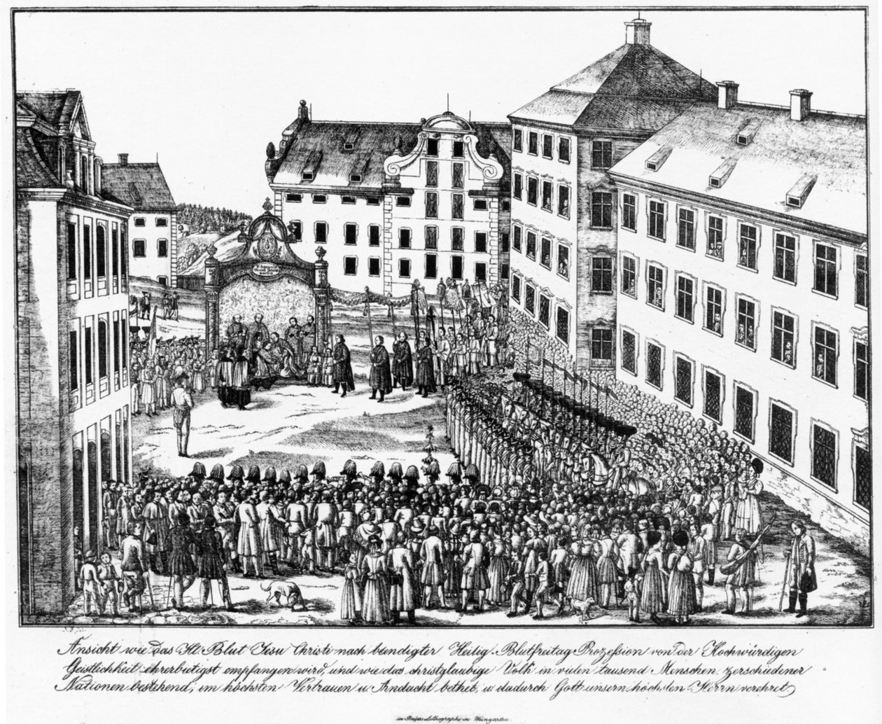 ヴェンガルテン、クロスターホフ、1840年代初頭の聖血行列の後の聖職者による聖血レクリケの受信 作： ジョセフ・バイエル