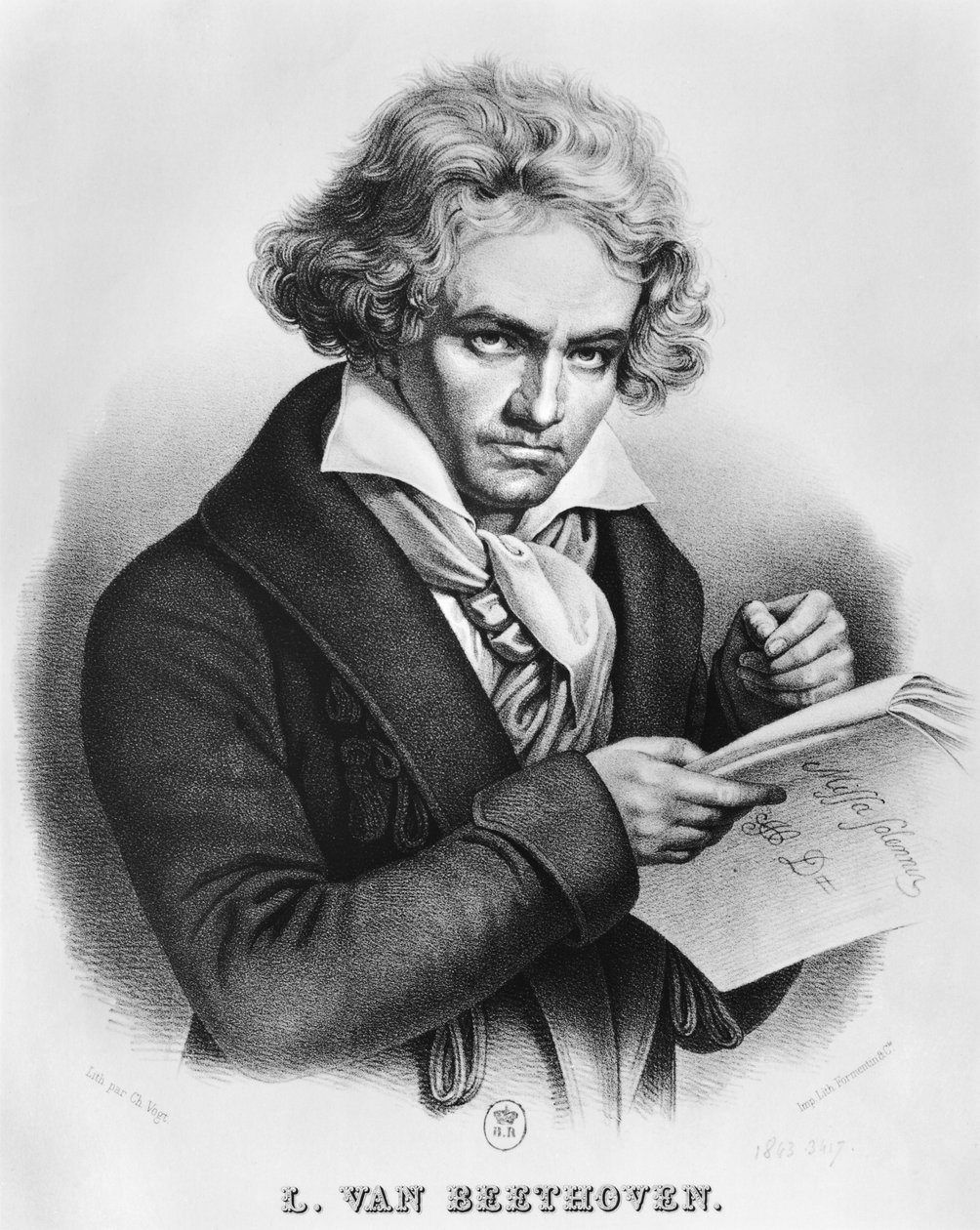 ルートヴィヒヴァンベートーベン（1770-1827）チャールズまたはピエールチャールズフォークトによって彫刻された彼の「ミサソレムニス」の作曲 作： ヨーゼフ・カール・シュティーラー