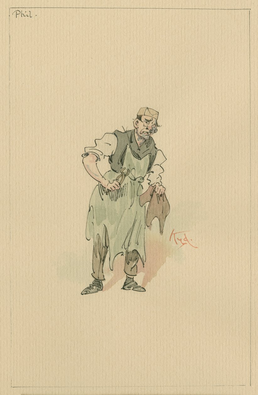 Phil Squod、c.1920s（紙にトイレとペンとインク） 作： ジョセフ・クレイトン・クラーク