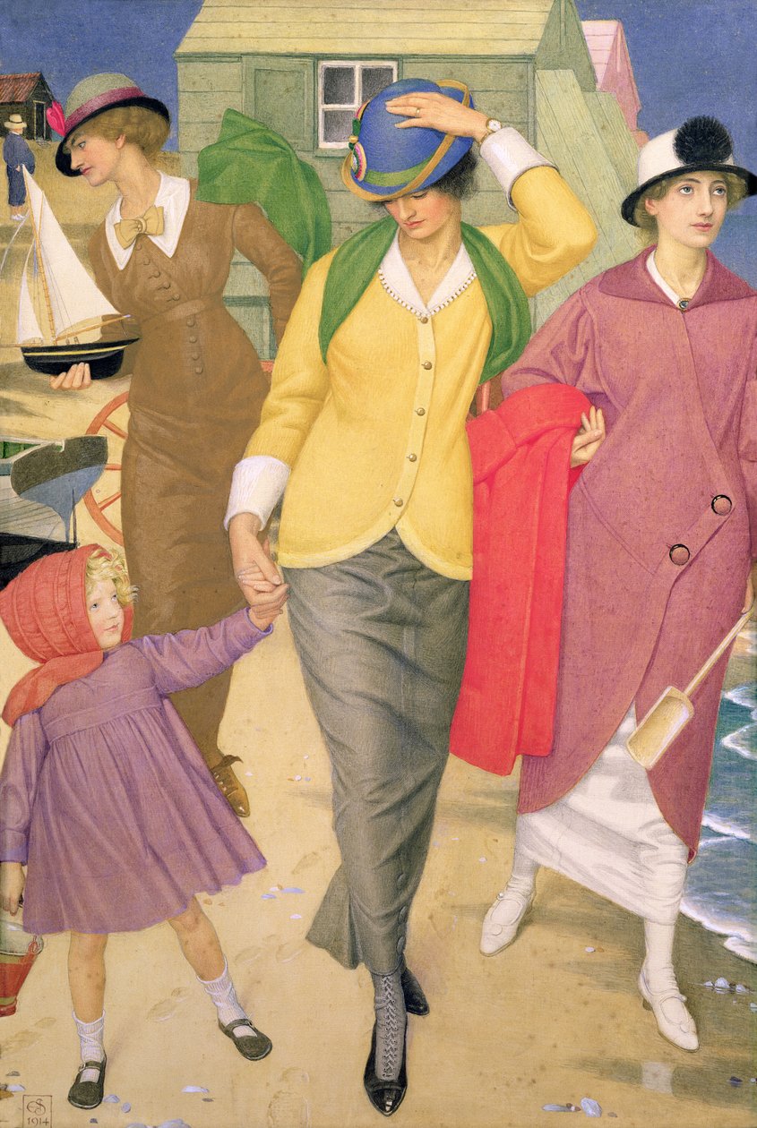 海岸沿い、1914年（絹のテンペラ） 作： ジョセフエドワードサウソール