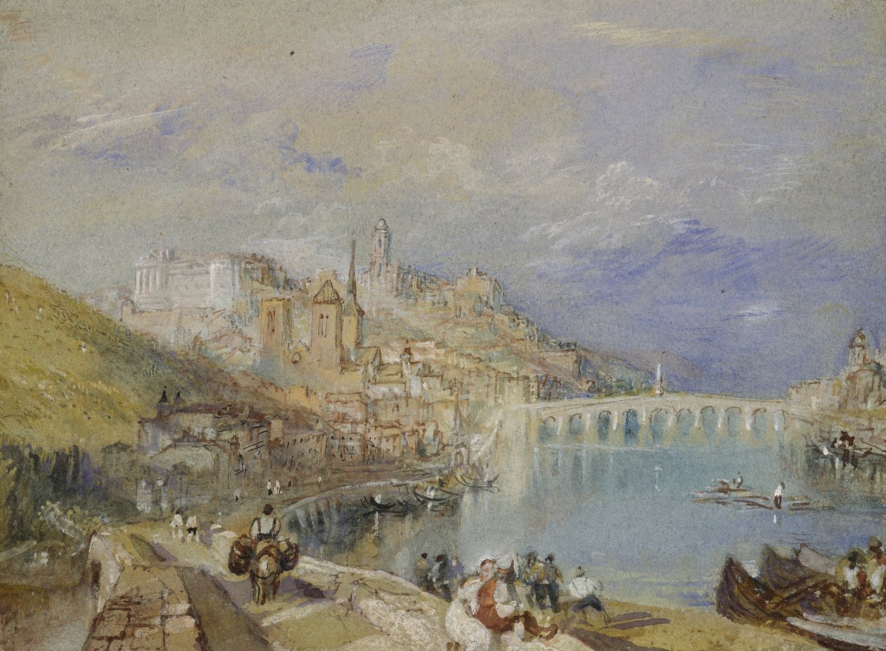 ブロワ、c。 1830年（水彩、ボディカラー、ペン、青の紙に茶色と黒のインク） 作： ジョセフ・マロード・ウィリアム・ターナー