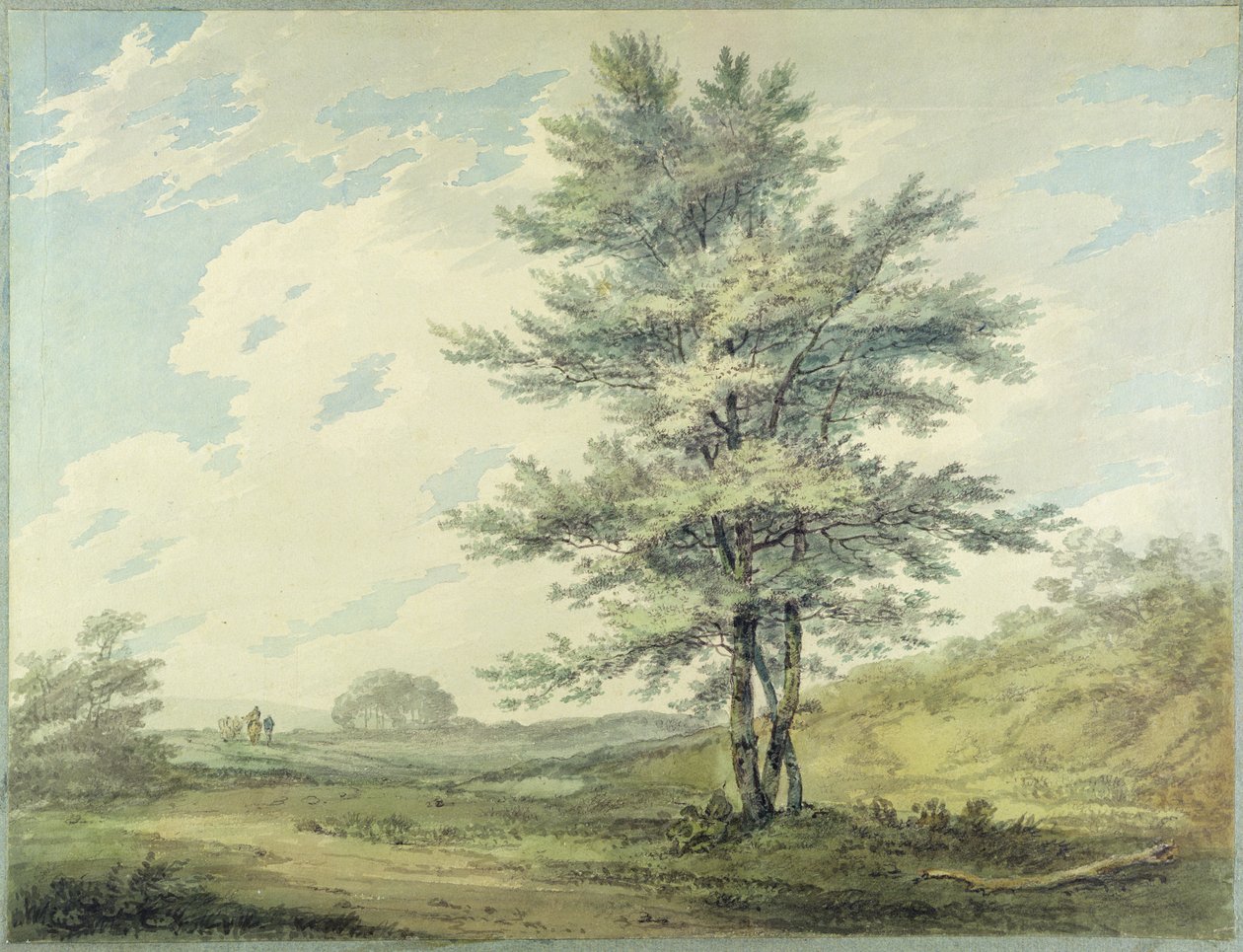 木と人物のいる風景、c.1796（紙のグラファイトの上にトイレ） 作： ジョセフ・マロード・ウィリアム・ターナー
