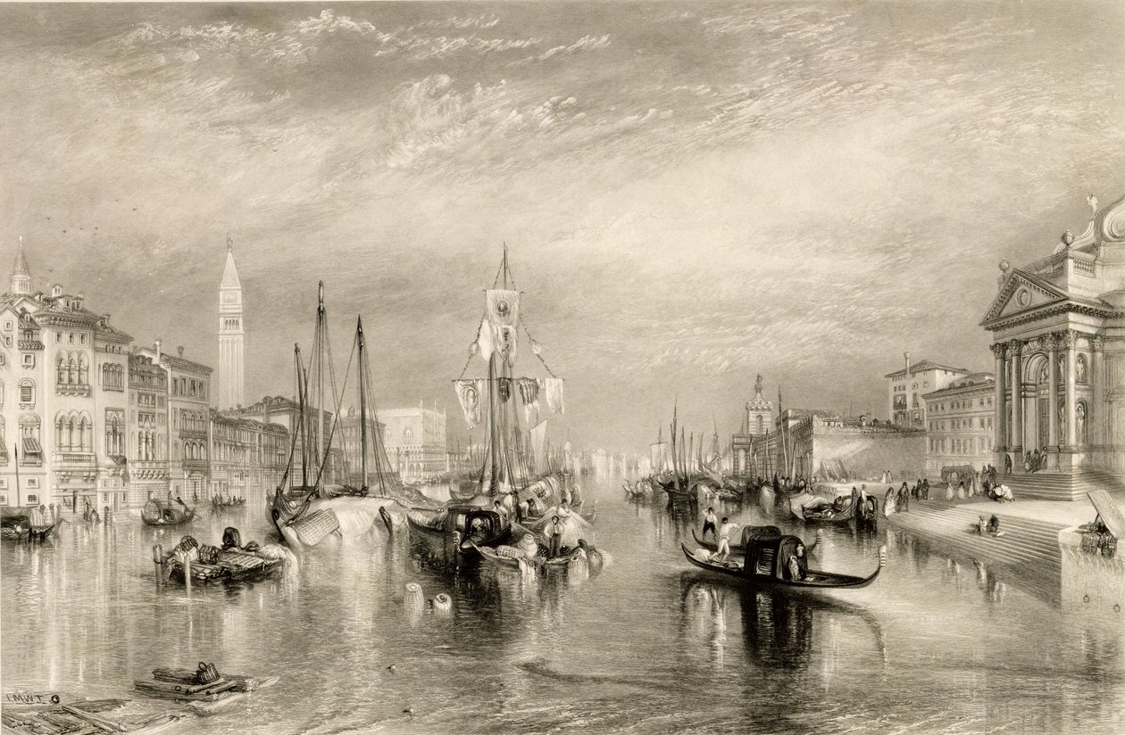 ウィリアムミラー（1796-1882）1838-52によって刻まれた大運河、ヴェネツィア 作： ジョセフ・マロード・ウィリアム・ターナー
